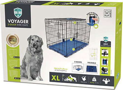 Voyager 2 Kapılı Köpek Kafesi XLarge Mavi 106x71x76 Cm