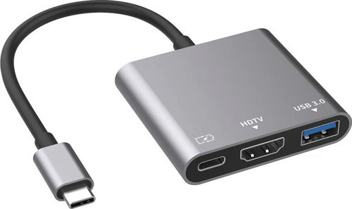 Enkado EKD-TP43 3'Ü 1 Arada Type-C Hub Adaptör 4K HDMI USB3.0 Ve PD Şarj Destekli Metal Dönüştürücü