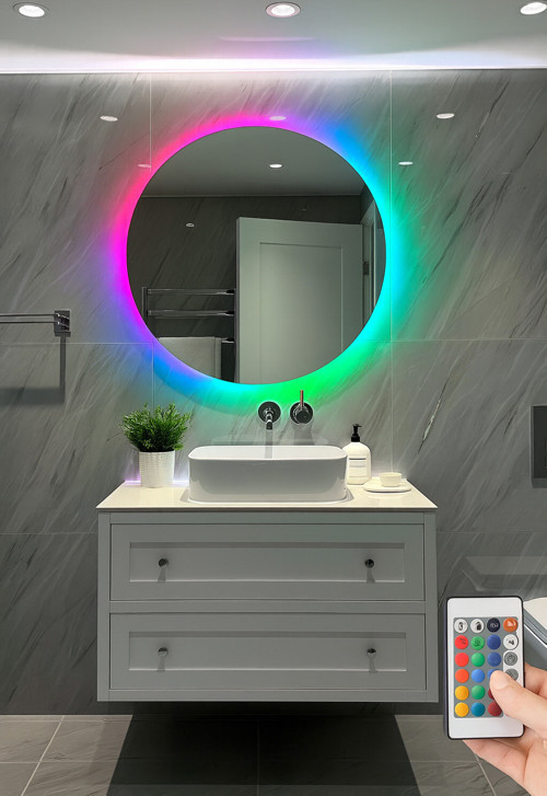 Yuvarlak Led Işıklı Ayna Banyo, Antre, Yatak Odası Ve Makyaj Sınırsız Renk Seçeneği 50,60,70,80 Cm