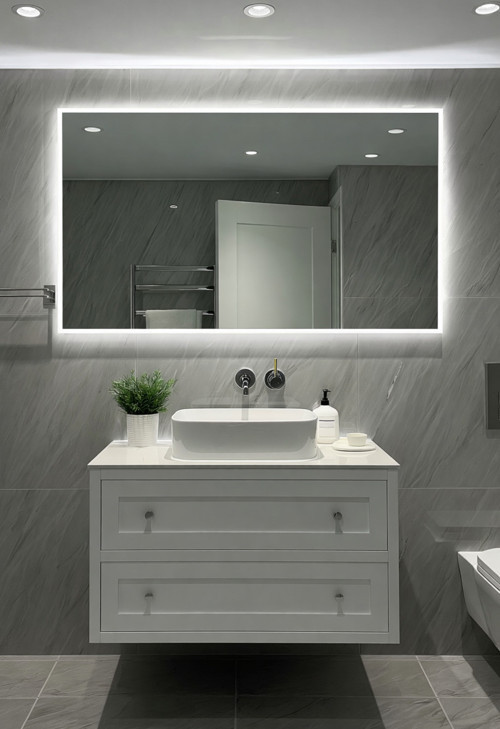 Dikdörtgen Beyaz Led Işıklı Ayna 30X50 40X60 50X70 60X80 Modern Banyo Salon Makyaj Aynası