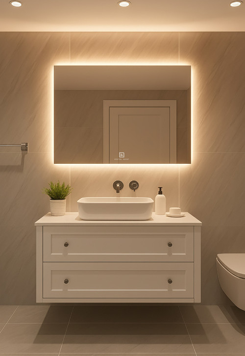 Dokunmatik Dimmerli Dikdörtgen Gün Işığı Led Banyo Makyaj Ve Salon Aynası 30X50 40X60 50X70 60X80