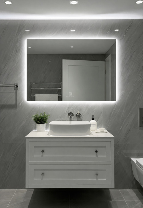 Dokunmatik Dimmerlı Dikdörtgen Beyaz Led Işıklı Banyo Makyaj Ve Salon Aynası 30X50 40X60 50X70 60X80