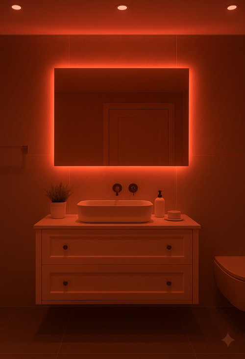 Dikdörtgen Kırmızı Led Işıklı Ayna 30X50 40X60 50X70 60X80 Modern Banyo Salon Makyaj Aynası