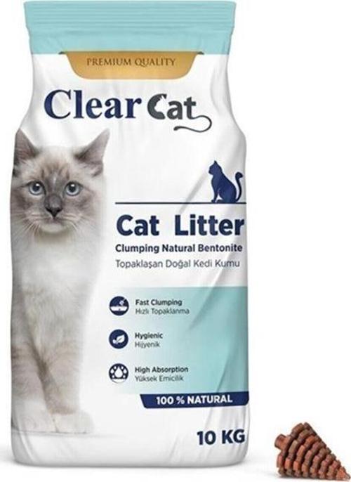 ClearCat Kokusuz Topaklanan  Bentonit Kedi Kumu İnce 10 Lt