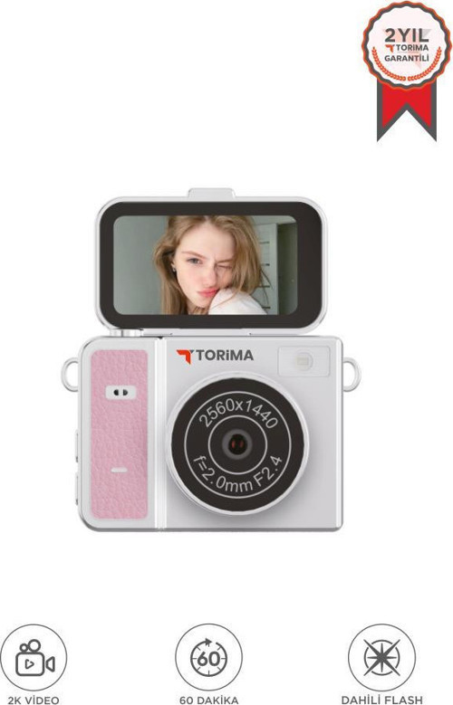 Mini Dijital Kamera Video Kamera 2K Flip Ekranlı CMR46 Pembe