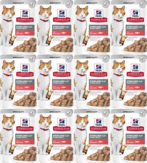 Hills Kısırlaştırılmış Kedi Konservesi Somon Balıklı 12 Adet x 85 Gr