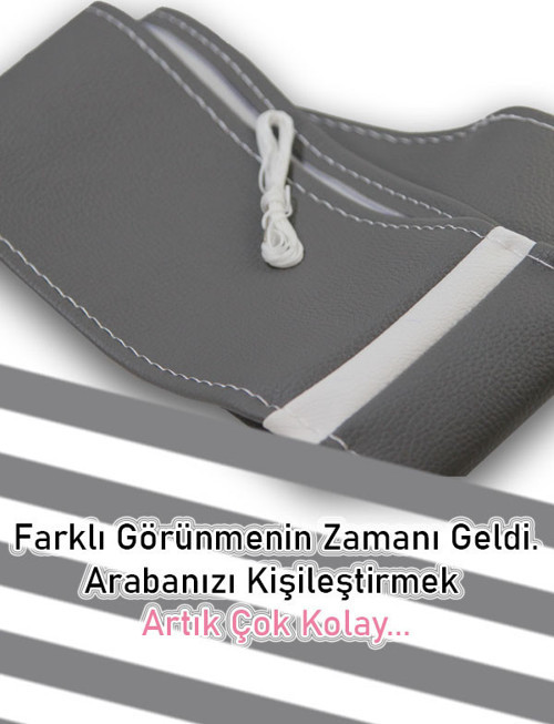 Renault Laguna Gri Deri Beyaz Yüzüklü Dikişli Direksiyon Kılıfı