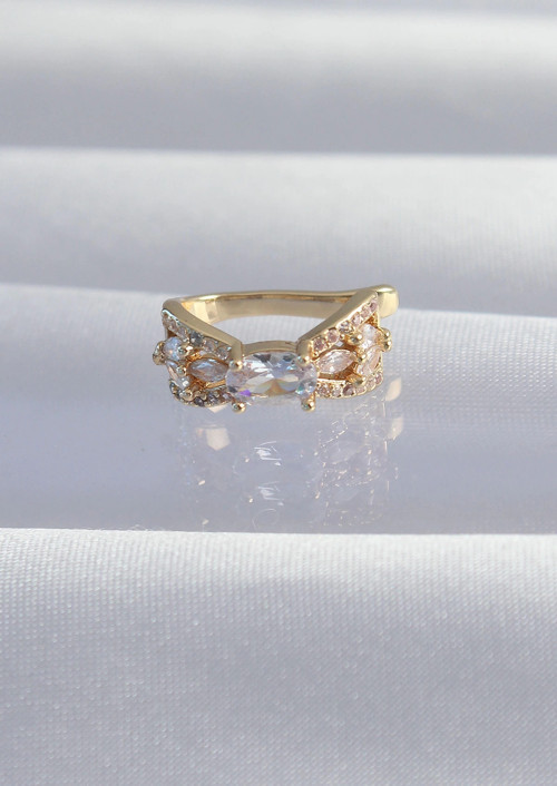 Pirinç Gold Renk Zirkon Taş Kaplama Earcuff Küpe - TJ-BKP9337