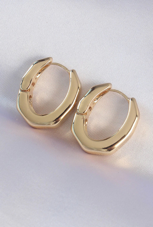 Pirinç Gold Renk Kalın Kemik Model Küpe - TJ-BKP8980
