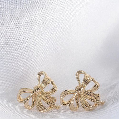 Pirinç Gold Renk Fiyonk Küpe - TJ-BKP8944