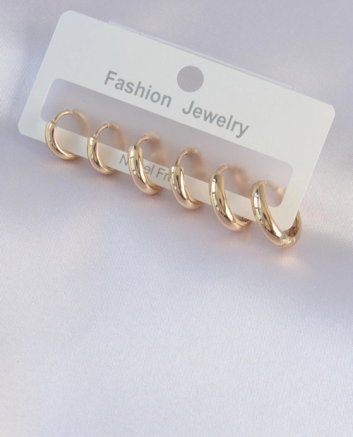 Pirinç Gold Renk Oval Küpe Seti - TJ-BKP9002