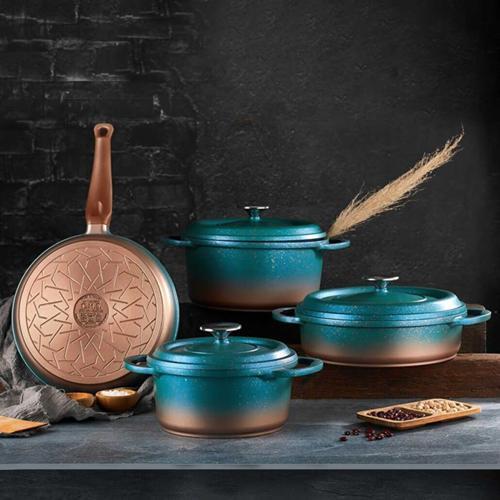 3049 Ocaliptüs 7 Parça Granit Döküm Tencere Takımı Mentol