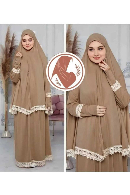 Mevsimlik Başörtülü Düz Renk Kadın Namaz Elbisesi, Terletmeyen Namaz Kıyafeti, Dökümlü Ferace