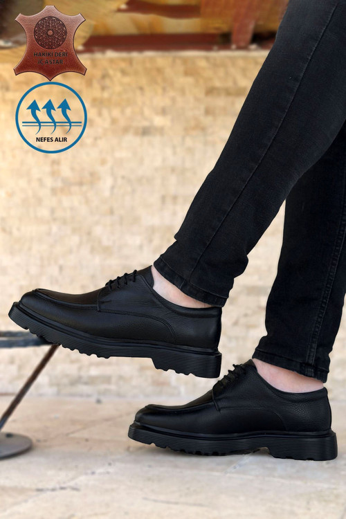 Boy Uzatan 5 cm Gizli Topuklu Siyah Erkek Klasik Ayakkabı GT-00094