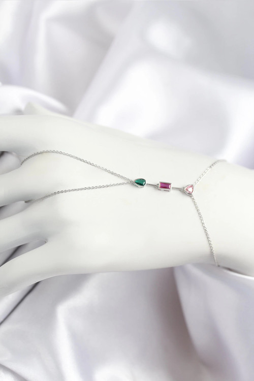 Pirinç Renkli Zirkon Taşlı Model Gümüş Renk Şahmeran - TJ-SN722