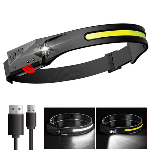 5 Aydınlatma Modlu COB LED Sensörlü USB Şarj Edilebilir Dahili Pilli Kafa Lambası