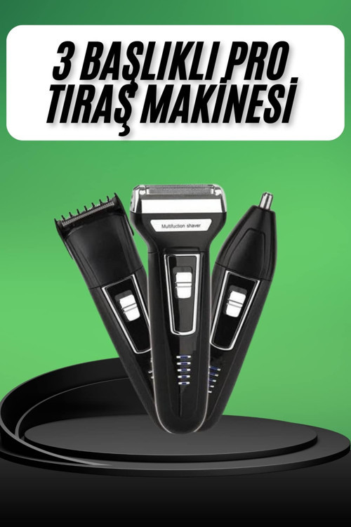 Tıraş Makinesi 3 Başlıklı T Başlıklı Hassas Ciltlere Özel Saç Sakal Vücut Kulak Ve Burun