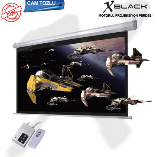 XGE-300 300x225 cm Cam Tozlu Motorlu Elektrikli Uzaktan Kumandalı Projeksiyon Perdesi (Arkası Siyah Fonlu)