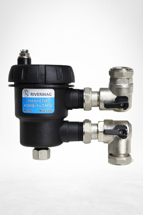 Manyetik Kombi Filtresi 3/4 Pirinç Metal Vanalı Tam Geçiş Kireç Önleyici