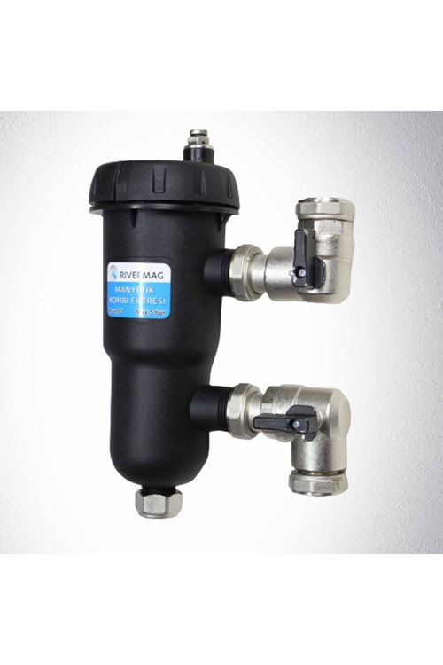 Plus Villa Tipi Kombi Filtresi Manyetik 3/4 Pirinç Metal Vanalı Tam Geçiş Kireç Önleyici