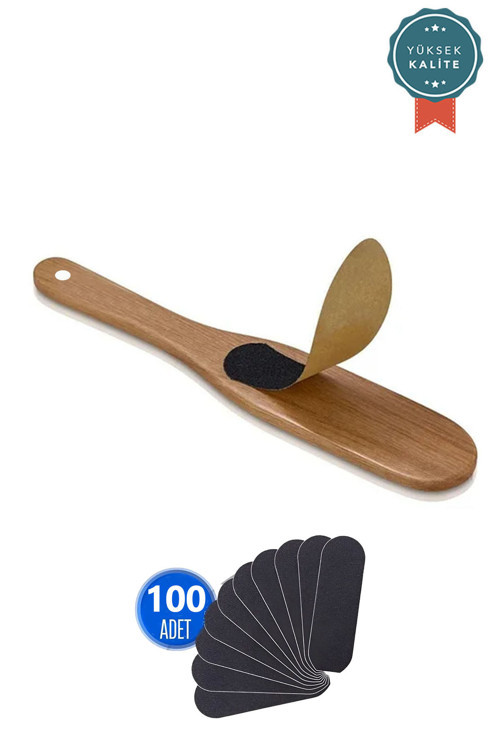 Ayak Bakımı Topuk Törpüsü Set Ahşap Spatula Sap + 100 Adet Yedek Törpü
