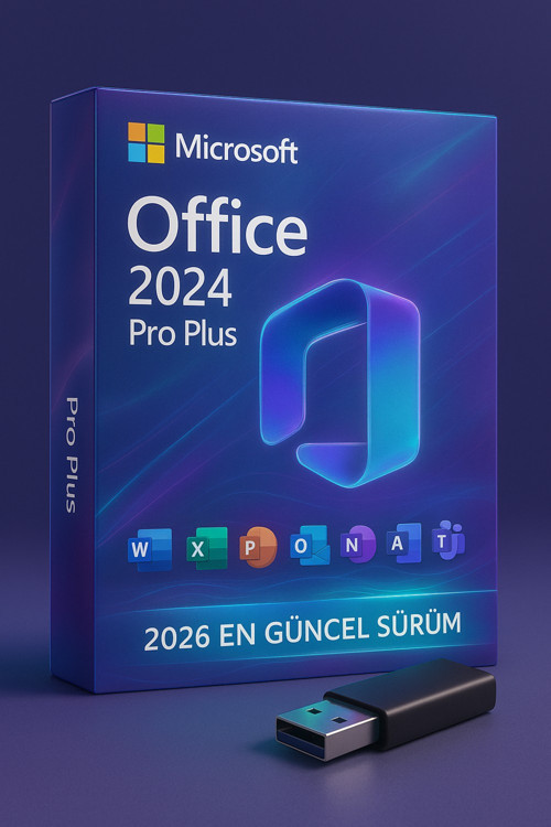 Office 2024 Pro Plus Orijinal Lisans | 2026 Güncel Sürüm | USB Kurulum Belleği + Ömür Boyu