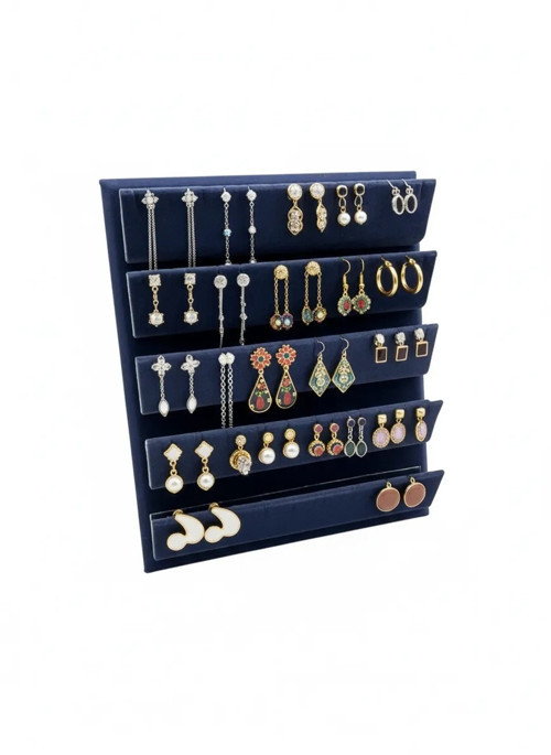 Süet Kumaş 20/16 Cm Lacivert Renk Ayaklı Küpe Standı