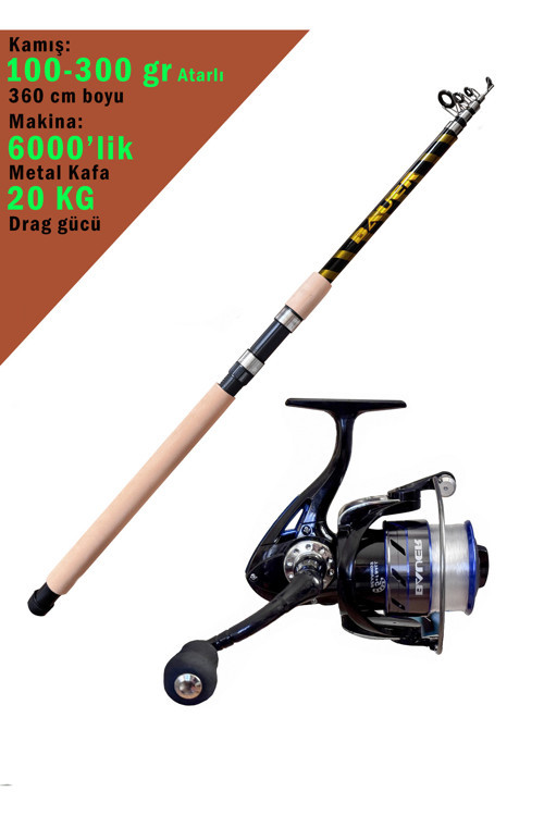 Alastor Trendy 300Cm 100-300Gr Teleskopik Olta Kamışı Olta Makinası Olta Makinesi