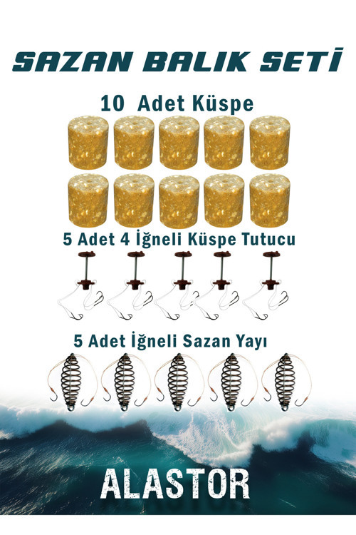5'Li Sazan Olta Seti Göl Baraj Olta Seti Küspeli Yaylı Olta Seti Balıkçı Seti