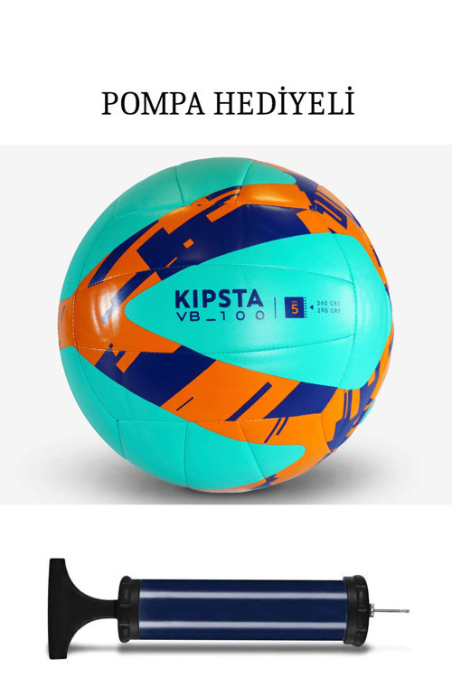Kipsta Voleybol Topu Pompa Hediyeli - 5 Numara - Sarı / Mavi Profesyonel