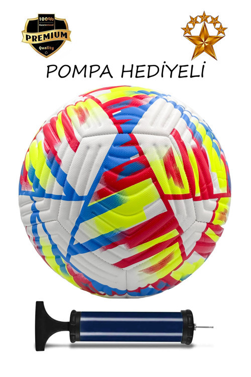 Orijinal Futbol Topu Pompa Hediyeli Sert Zemin Halı Saha Futbol Topu Dikişli Yüksek Kalite No5Hibrit
