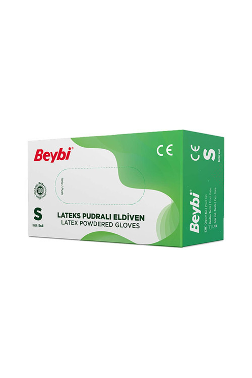 Pudralı Lateks Eldiven S Beden Beyaz 100'lü
