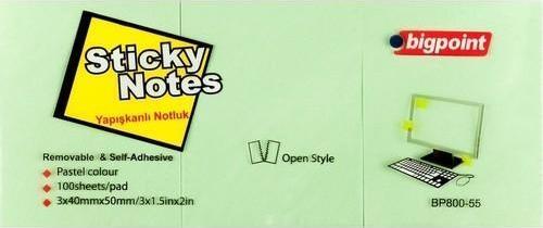 Yapışkanlı Not Kağıdı 3 Lü 40X50 Mm Yeşil Bp800-55 (4 Lü Paket)