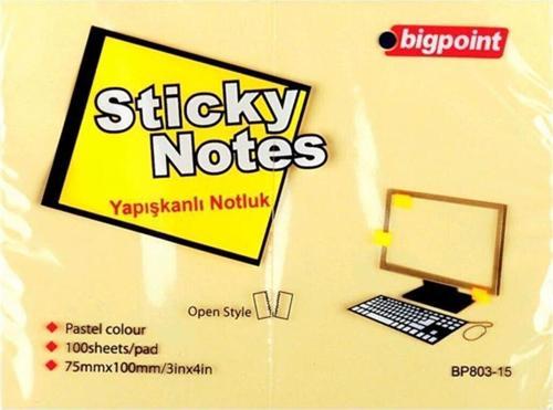 Yapışkanlı Not Kağıdı 75X100 Mm Sarı Bp803-15 (12 Li Paket)