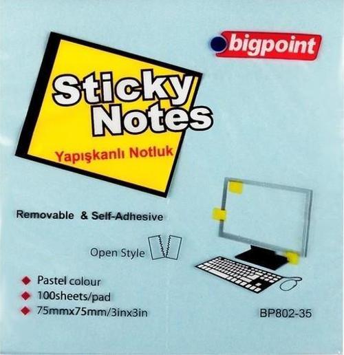 Yapışkanlı Not Kağıdı 75X75 Mm Mavi Bp802-35 (12 Li Paket)
