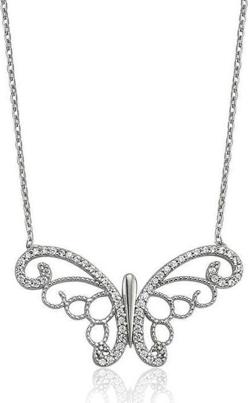 925 Ayar Gümüş Kelebek Bayan Kolye