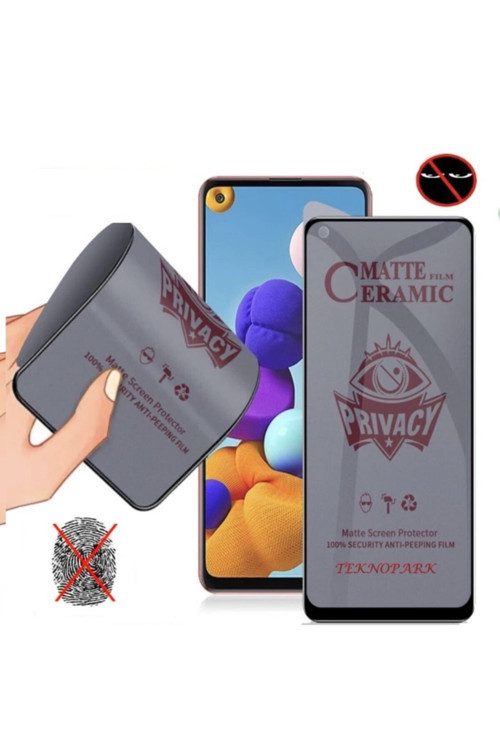 Samsung A21s Mat Hayalet Ekran Gizli Privacy Tam Kaplayan Kırılmaz Cam Seramik Ekran Koruyucu
