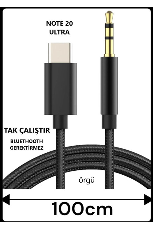 Samsung Galaxy Note 20 ULTRA Aux Kablo Type C Aux Kablo Dac Çipli örgü Tak Çalıştır