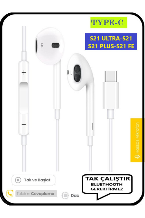 Galaxy S21 Ultra S21 S21 Fe S21 Plus Kulaklık Type C Kulaklık Kablolu Tak Çalıştır