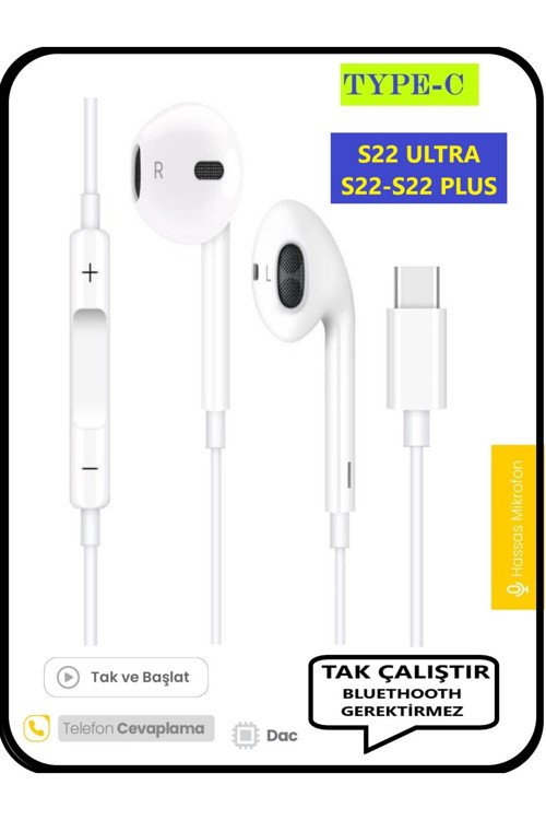 Galaxy S22 Ultra S22 S22 Plus Kulaklık Type C Kulaklık Kablolu Tak Çalıştır