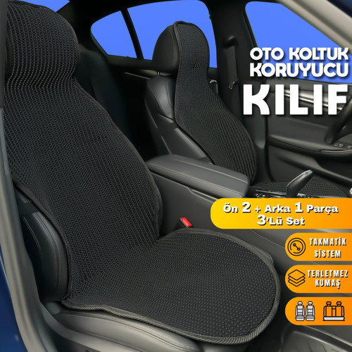 Audi A5 Uyumlu Koltuk Kılıfı Minder Siyah 2+1 Ön Arka Set