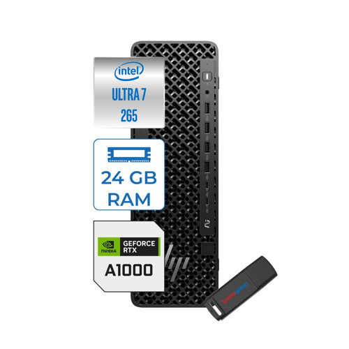 Z2 Sff G1I Intel Core Ultra 7 265 5.3 Ghz 24GB 512GB+512GB SSD 8GB/RTXA1000 Windows 11 Pro 400W Iş Istasyonu B76SHETP34 + Zettausb