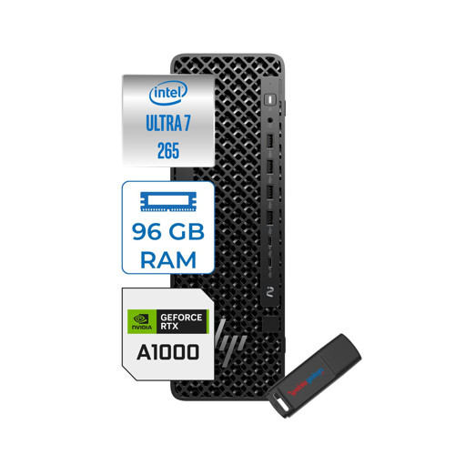 Z2 Sff G1I Intel Core Ultra 7 265 5.3 Ghz 96GB 4tb SSD 8GB/RTXA1000 Freedos 400W Iş Istasyonu B76SHETF32 + Zettausb