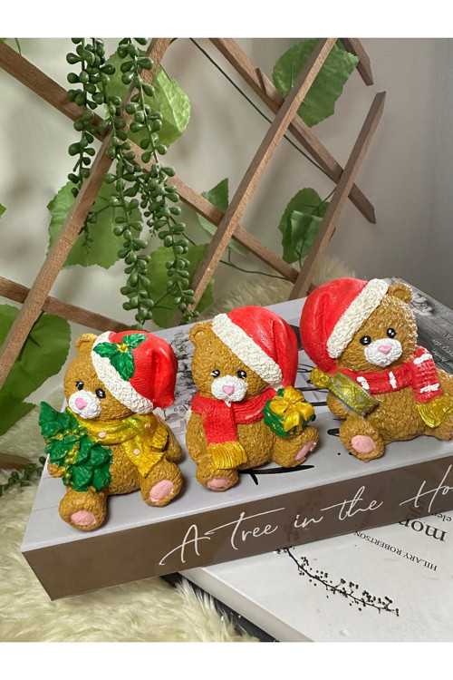 3’lü ayıcık ,Teddy ,yılbaşı hediyesi ,yılbaşı süsleri ,el yapımı (7x5 cm)