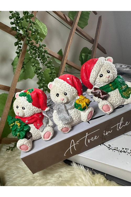 3’lü ayıcık ,Teddy ,yılbaşı hediyesi ,yılbaşı süsleri ,el yapımı (7x5 cm)