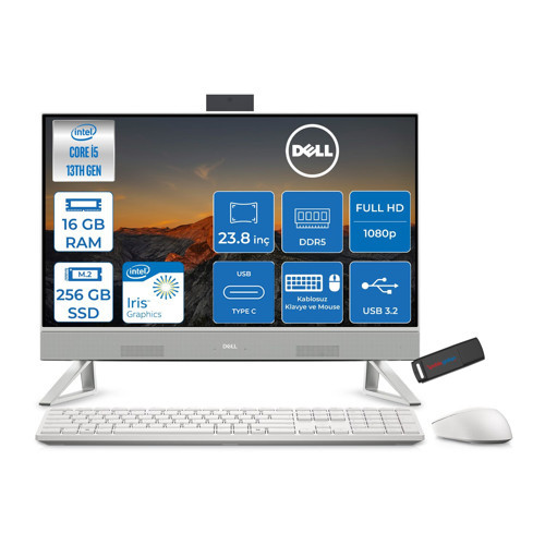 24 All-In-One Intel Core I5 1334U 4.6ghz 16GB Ddr5 256GB SSD Freedos Iris Xe Graphics 23.8 Inç Fullhd (1920X1080) Wva All In One Bilgisayar NTEC24250U01 + Zetta Flash Bellek