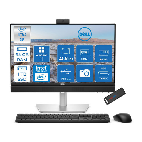 Pro Plus All-In-One Intel Core Ultra 7 265 5.3ghz 64GB Ddr5 1tb SSD Intel Aı Boost Windows 11 Pro 23.8'' Fullhd (1920 x 1080) Bilgisayar BTO103QB24250P32 + Zetta Flash Bellek