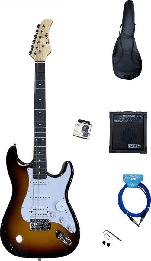 Elektro Gitar Strat Kasa (Kahverengi) Set