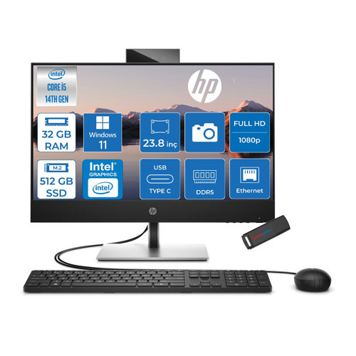 Proone 440 G9 Intel® Core™ I5-14500T 4,8ghz 32GB Ddr5 512GB SSD Amd Intel® UHD Grafik Kartı 770 23.8" Fhd (1920 x 1080), IPS WIN11PRO All-In-One Bilgisayar C9YL1ATP12+ZETTAÇANTA