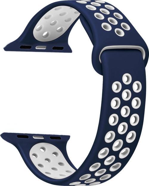 Apple Watch Series 3 38mm Rainbow Sport Band Kordon Lacivert Beyaz